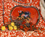 Натюрморт. Красный поднос и рябина. 1947